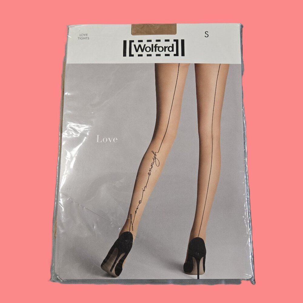 Wolford Sz Small Womens Nude Embroidered Love Tights